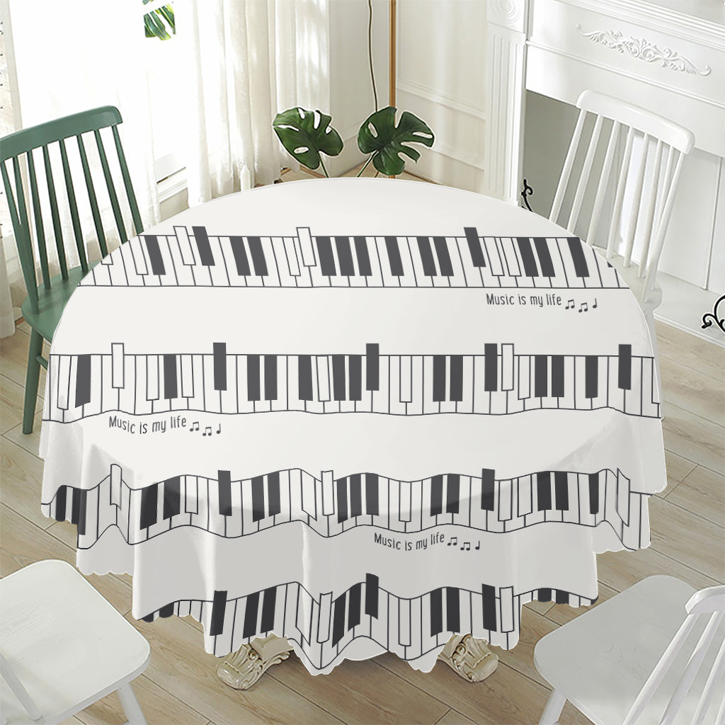 Piano Pattern Print Waterproof Round Tablecloth