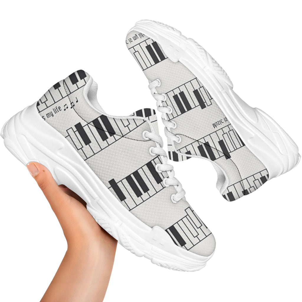 Piano Pattern Print White Chunky Shoes