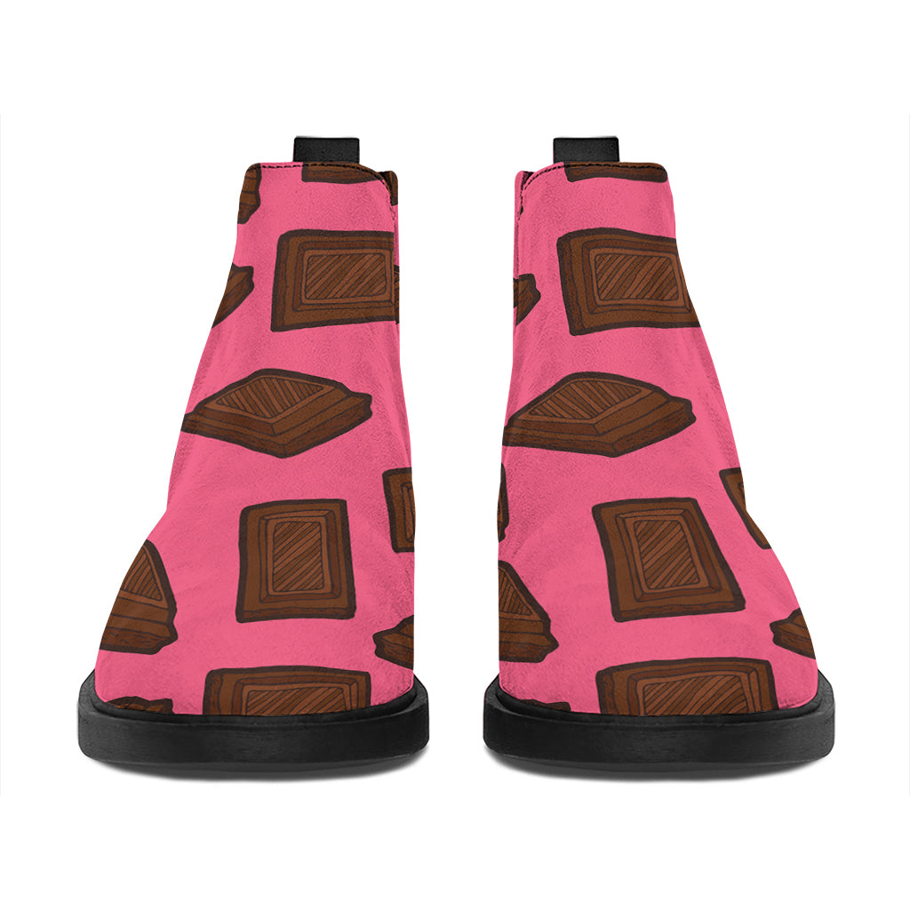 Pieces of Chocolate Pattern Print Flat Ankle Boots