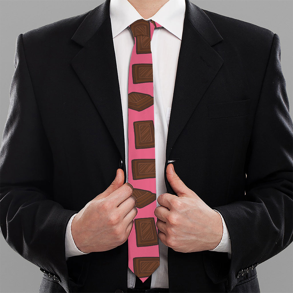 Pieces of Chocolate Pattern Print Necktie