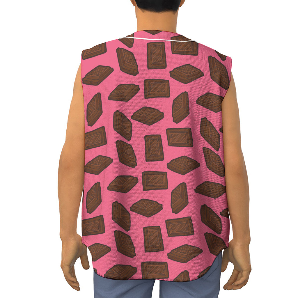 Pieces of Chocolate Pattern Print Sleeveless Baseball Jersey
