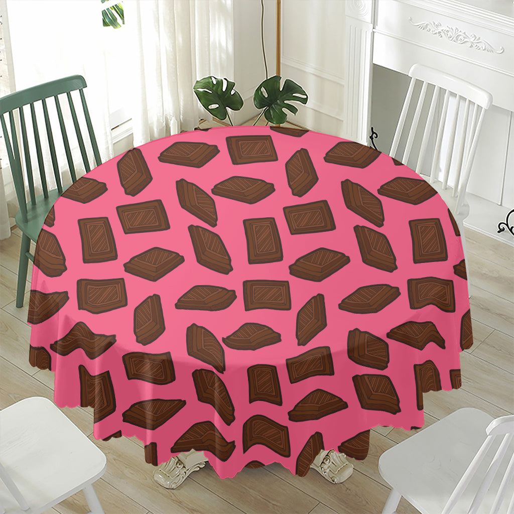 Pieces of Chocolate Pattern Print Waterproof Round Tablecloth
