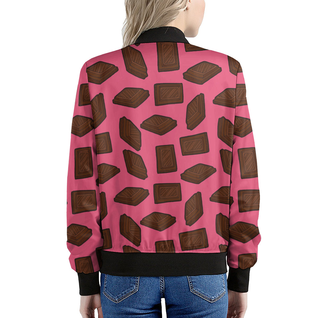 Pieces of Chocolate Pattern Print Women's Bomber Jacket
