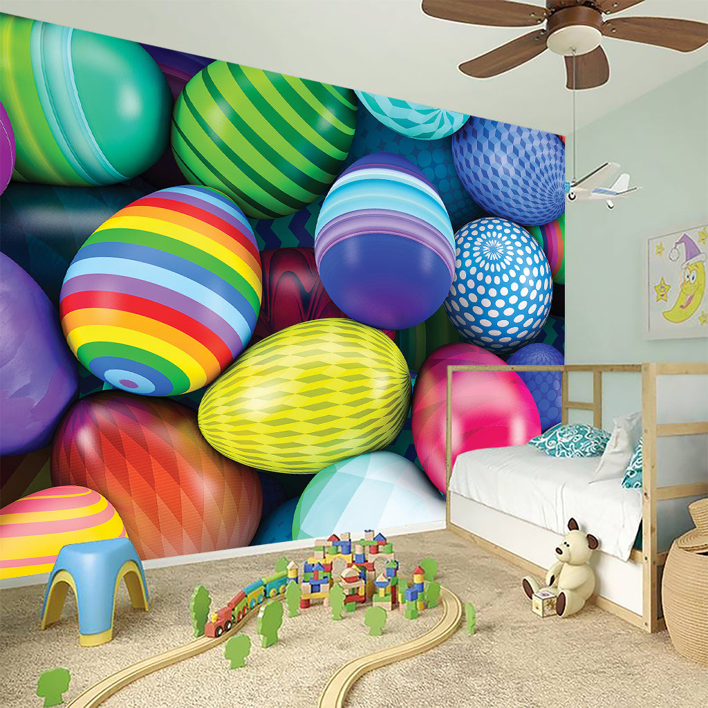 Pile Of Colorful Easter Eggs Print Wall Sticker