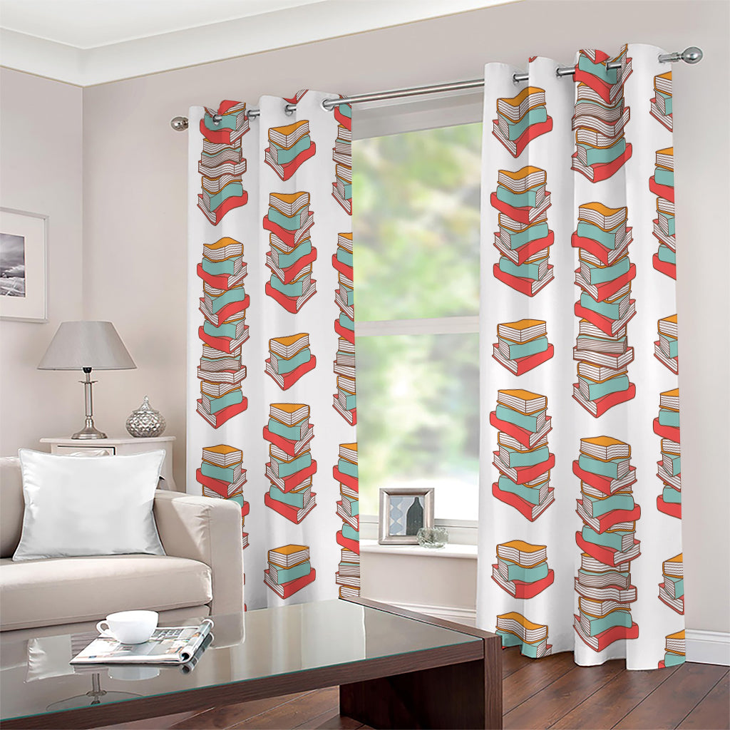 Pile Of Reading Books Pattern Print Extra Wide Grommet Curtains