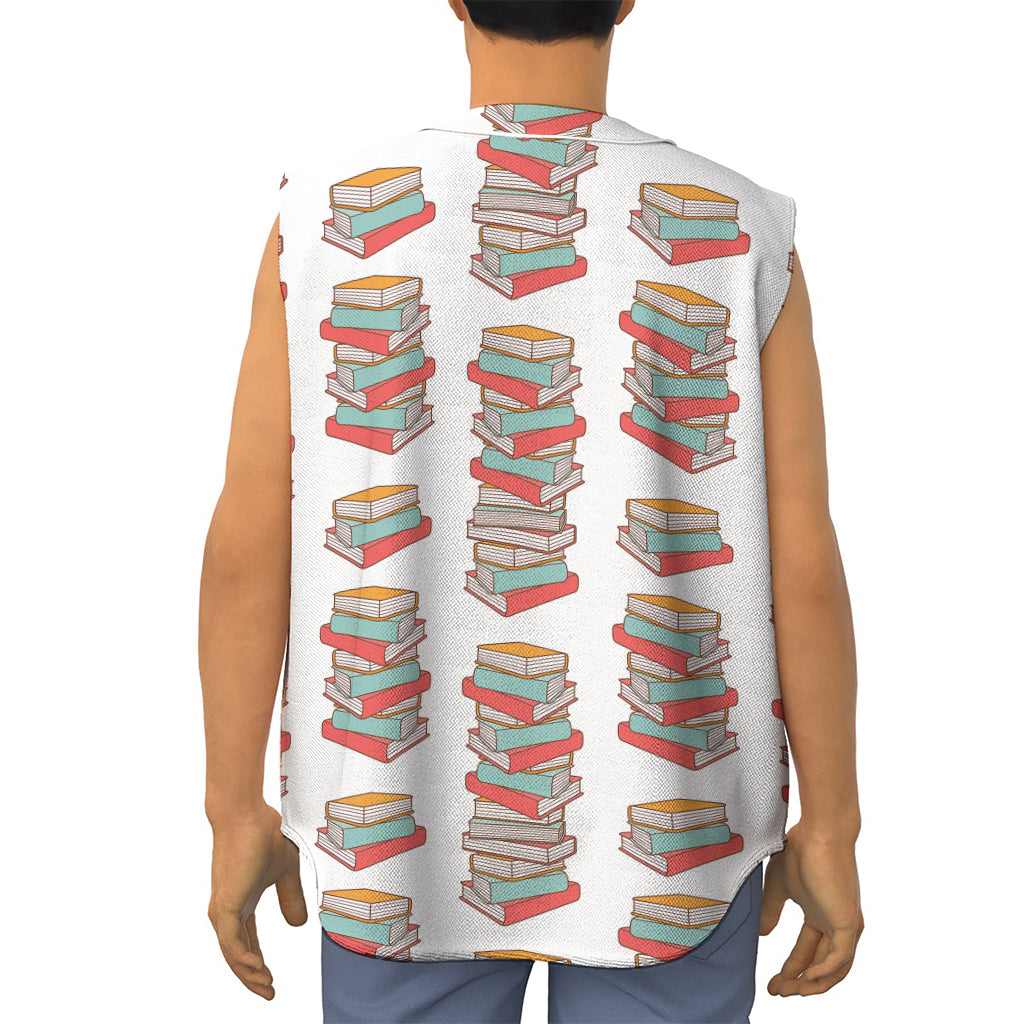 Pile Of Reading Books Pattern Print Sleeveless Baseball Jersey