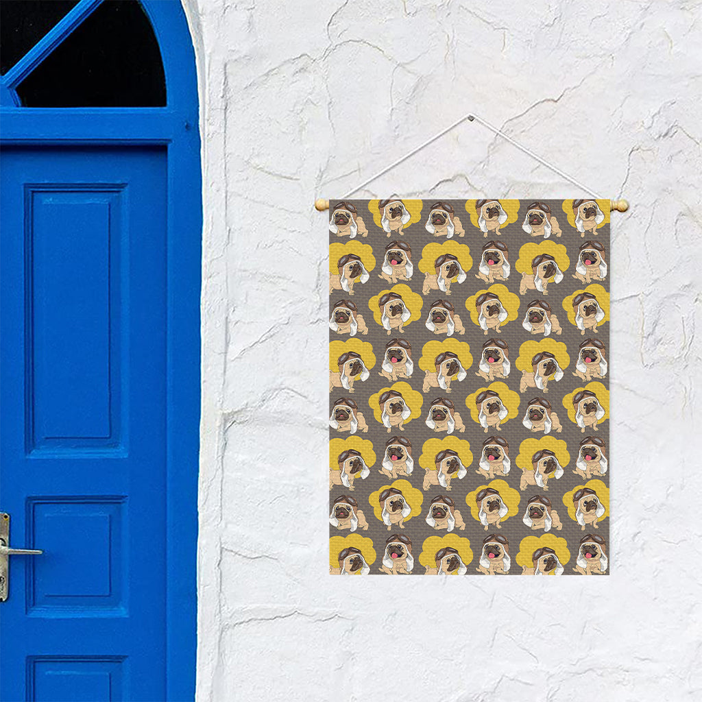 Pilot Pug Pattern Print Garden Flag