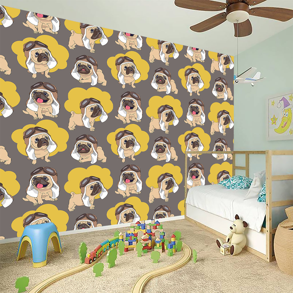 Pilot Pug Pattern Print Wall Sticker