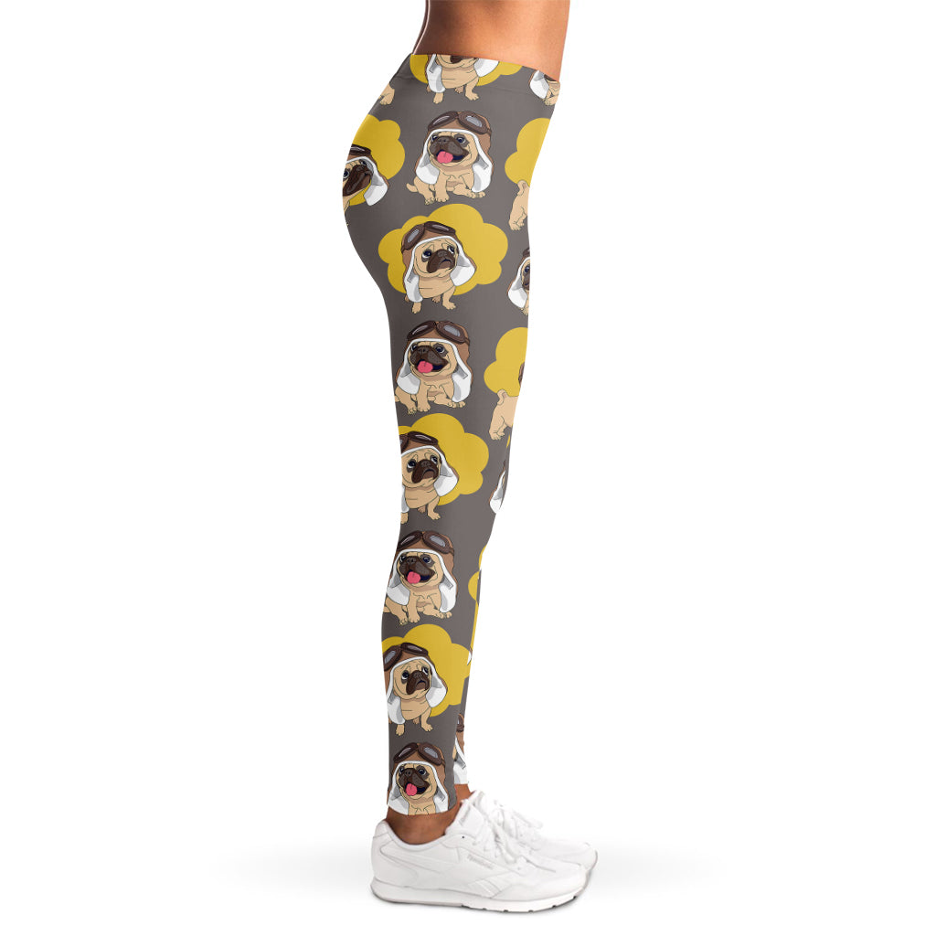 Pilot Pug Pattern Print Women's Leggings