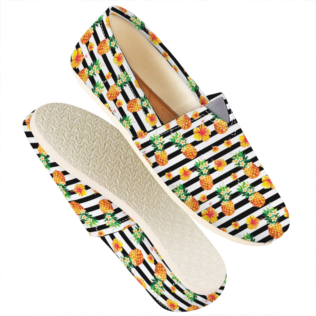 Pineapple And Hibiscus Striped Print Casual Shoes