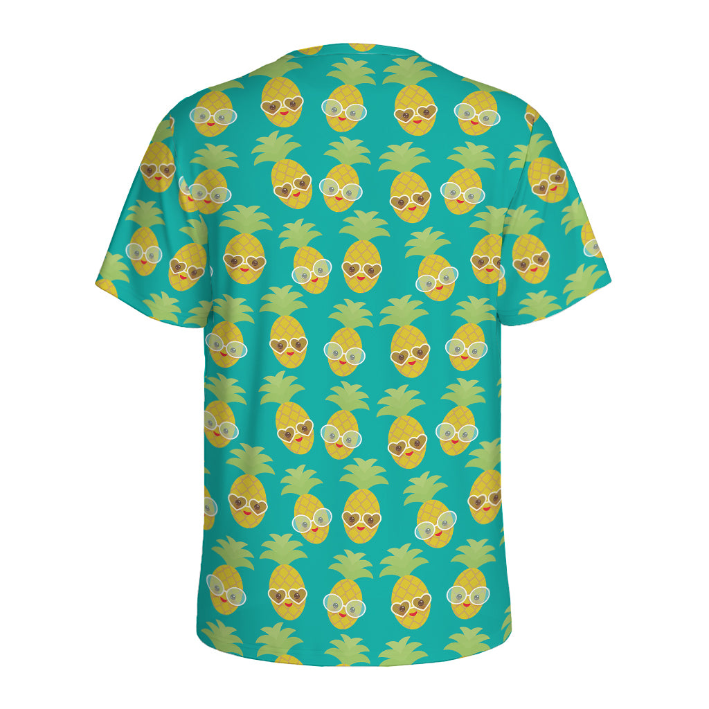 Pineapple Emoji Pattern Print Men's Sports T-Shirt