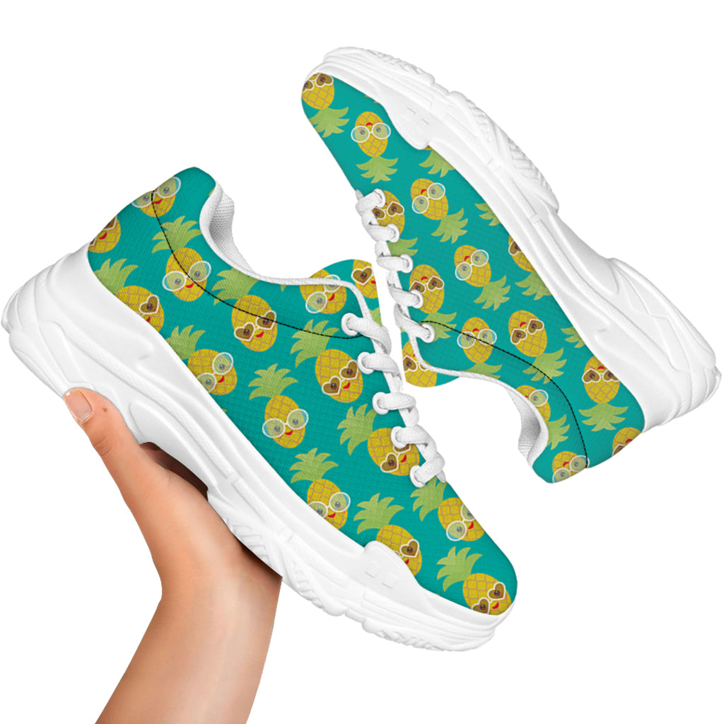 Pineapple Emoji Pattern Print White Chunky Shoes
