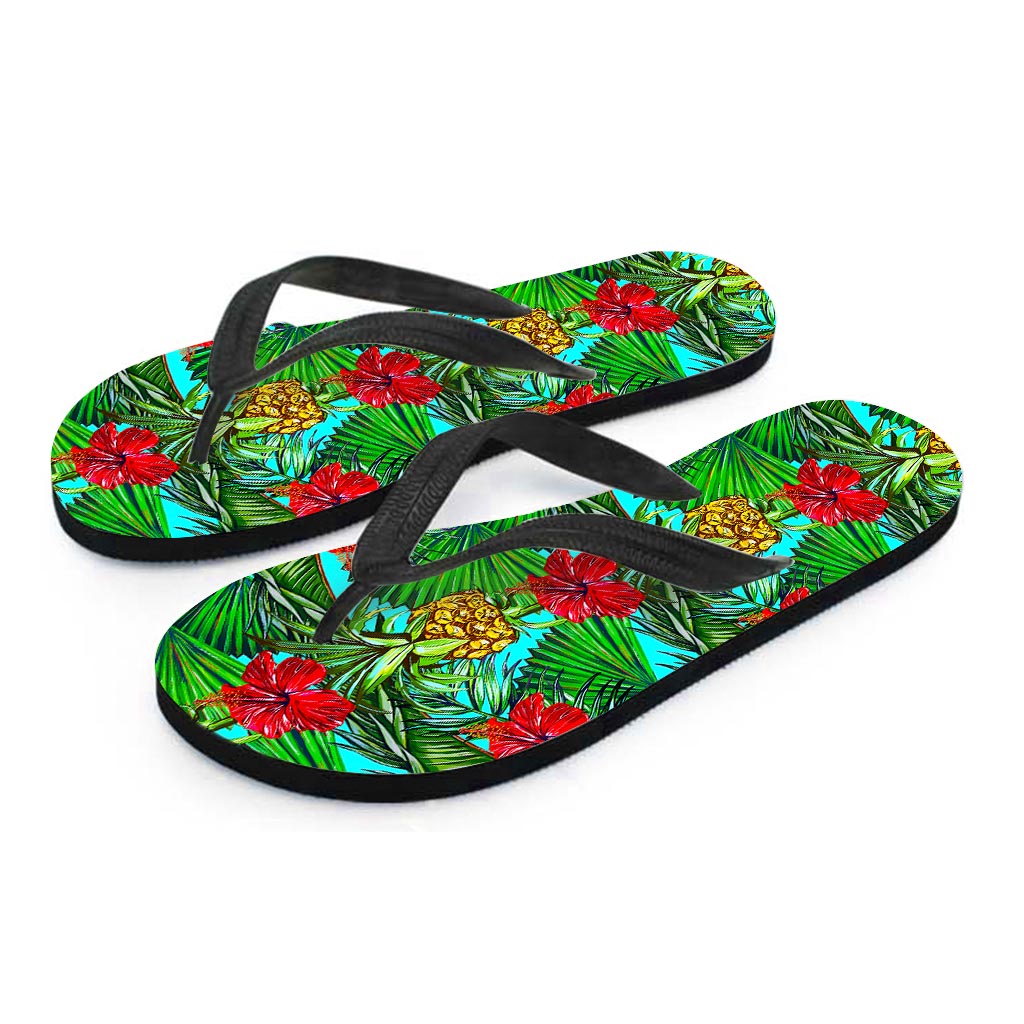 Pineapple Hibiscus Hawaii Pattern Print Flip Flops
