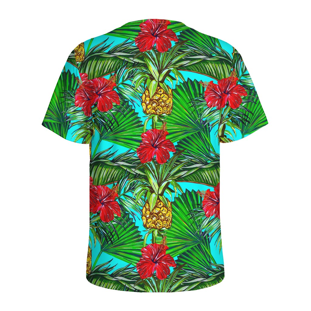 Pineapple Hibiscus Hawaii Pattern Print Men's Sports T-Shirt