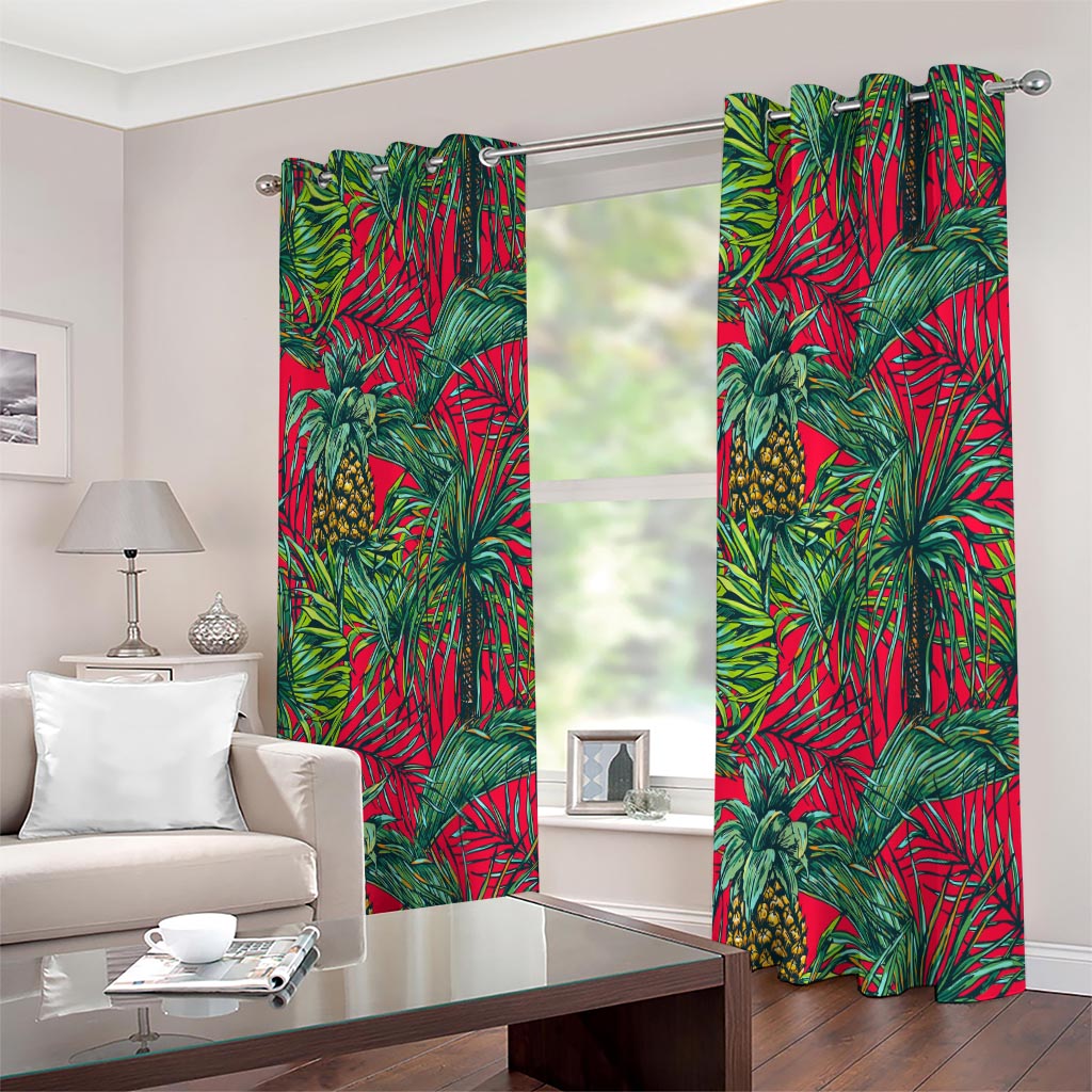 Pineapple Leaves Hawaii Pattern Print Extra Wide Grommet Curtains