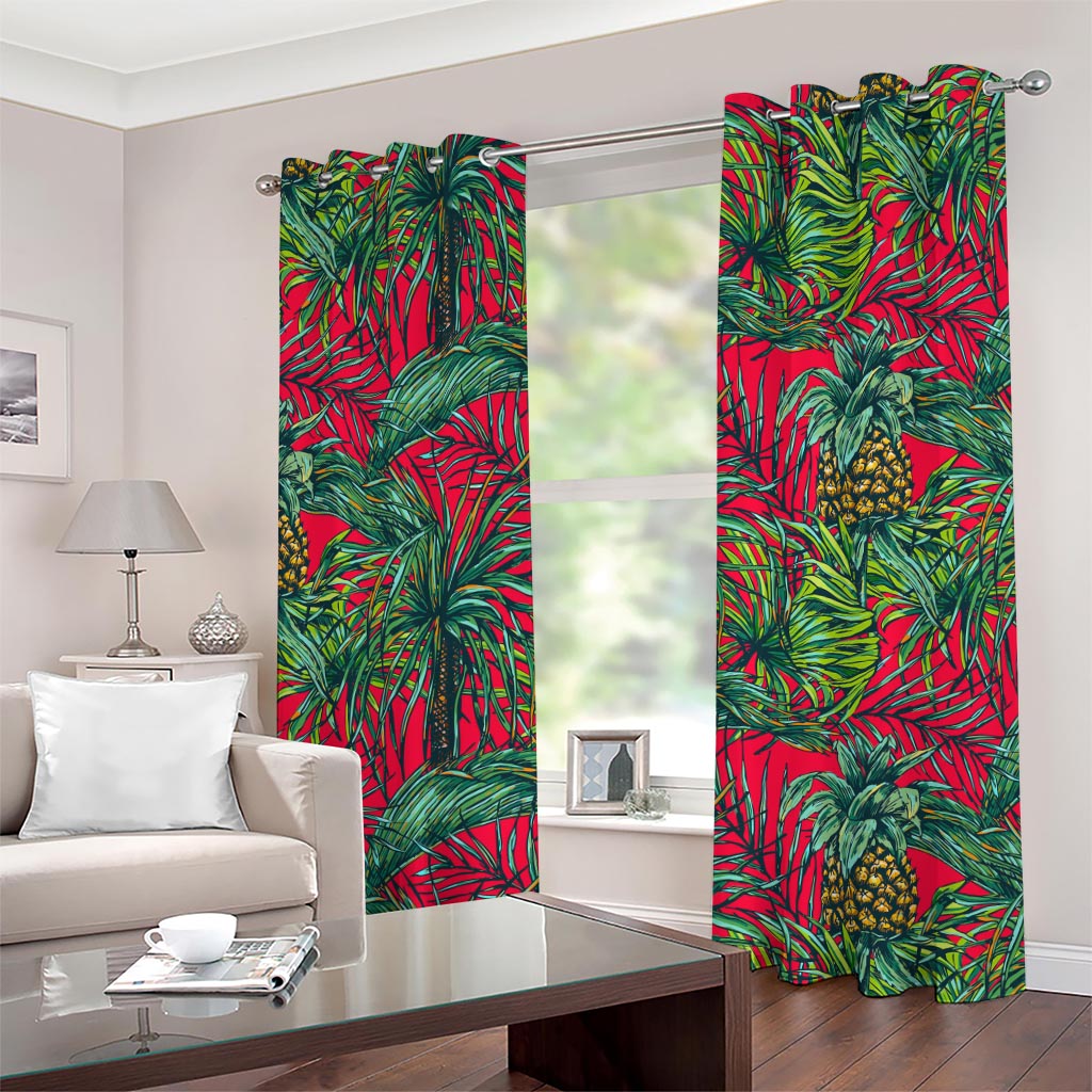 Pineapple Leaves Hawaii Pattern Print Grommet Curtains