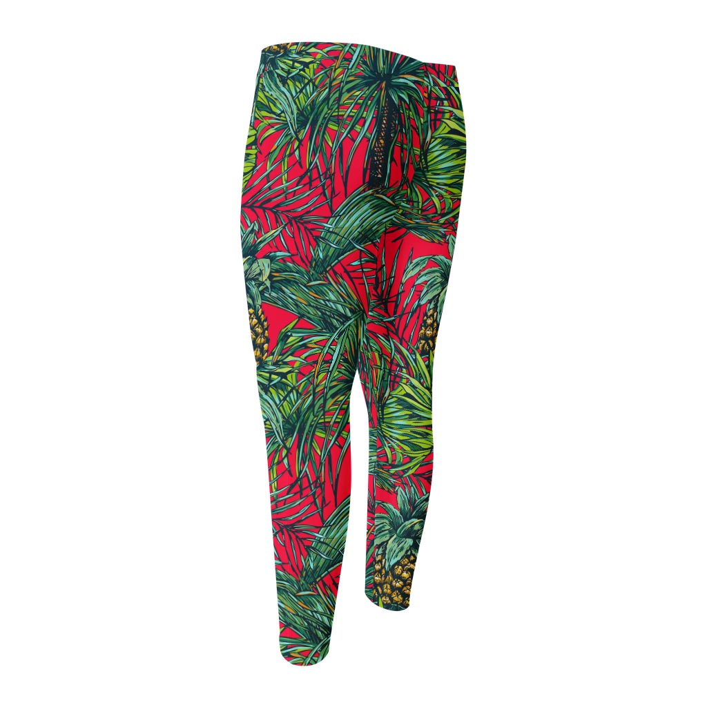 Pineapple Leaves Hawaii Pattern Print Men's Compression Pants