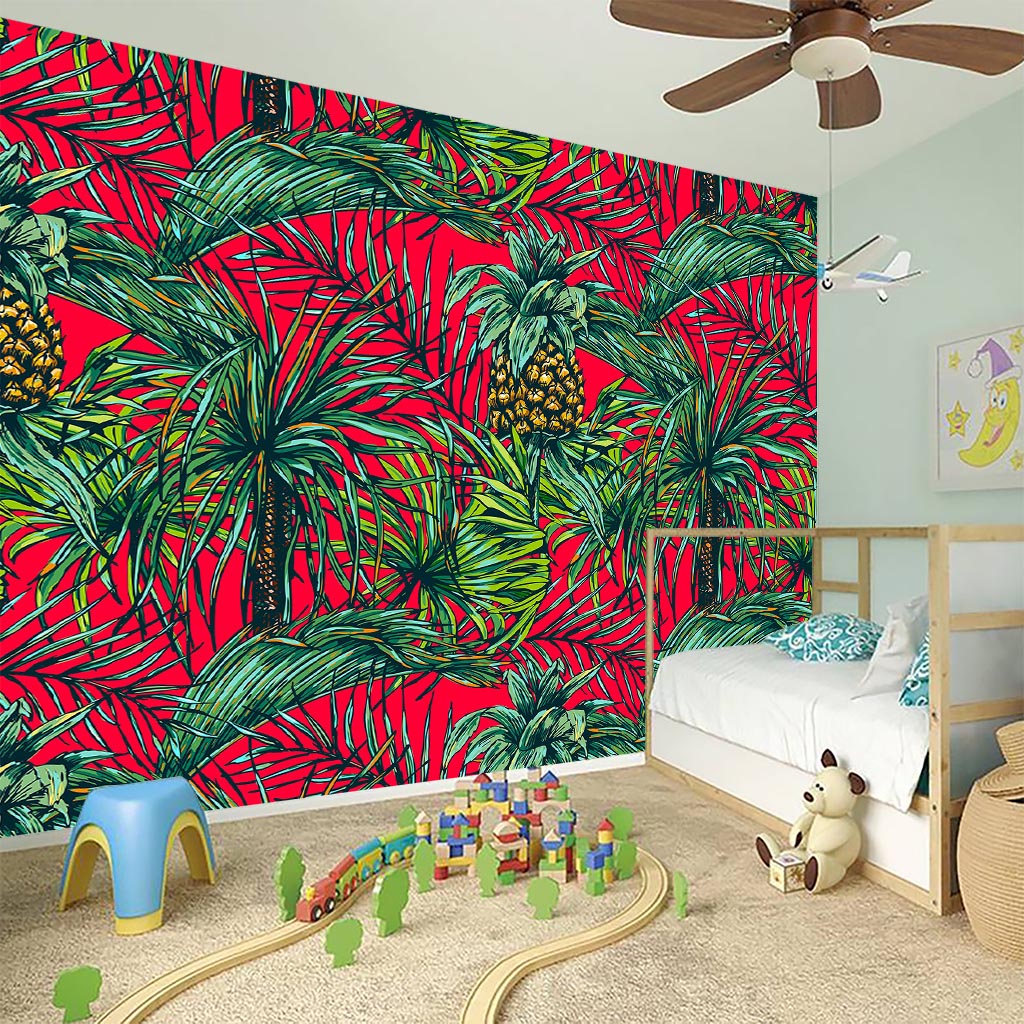 Pineapple Leaves Hawaii Pattern Print Wall Sticker