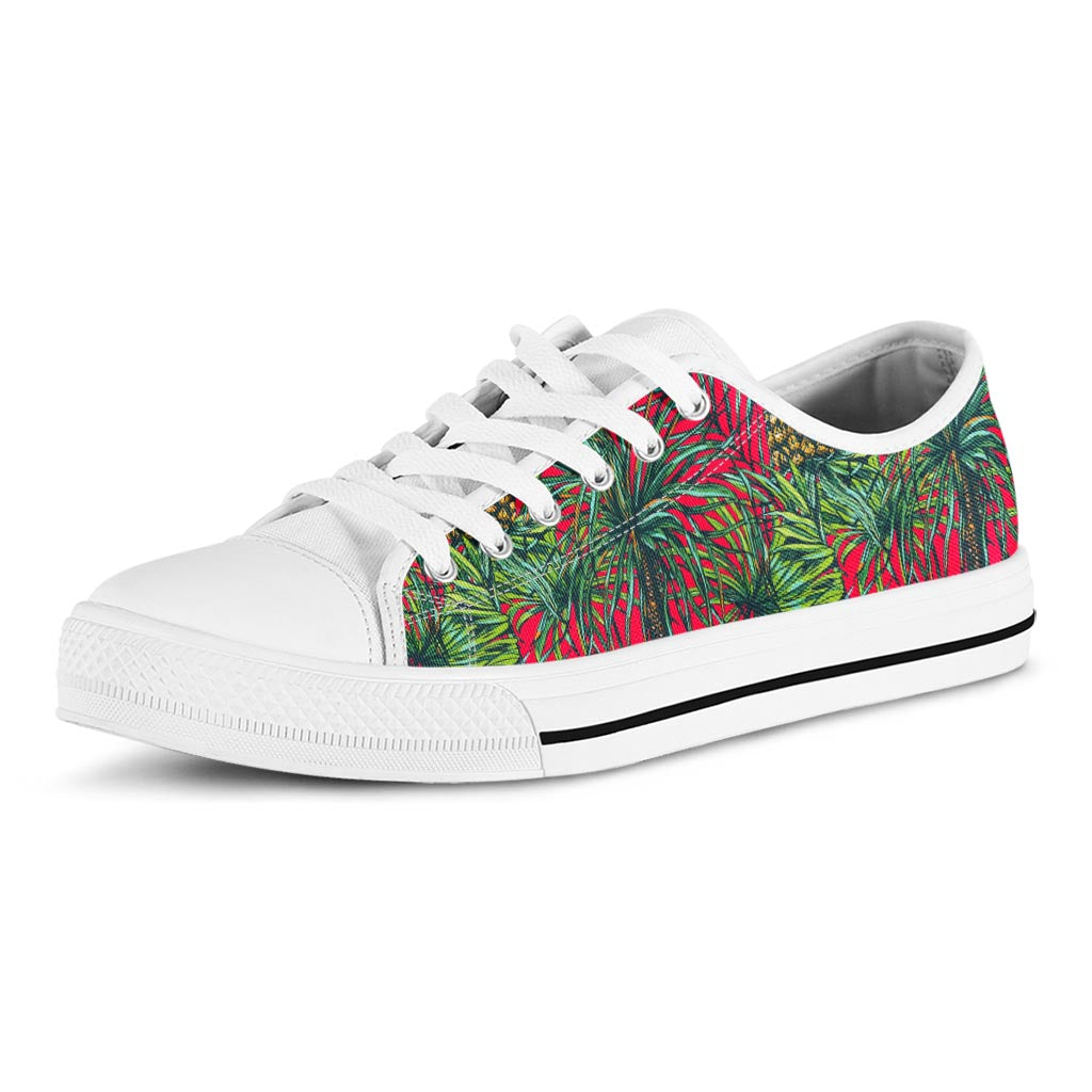 Pineapple Leaves Hawaii Pattern Print White Low Top Sneakers