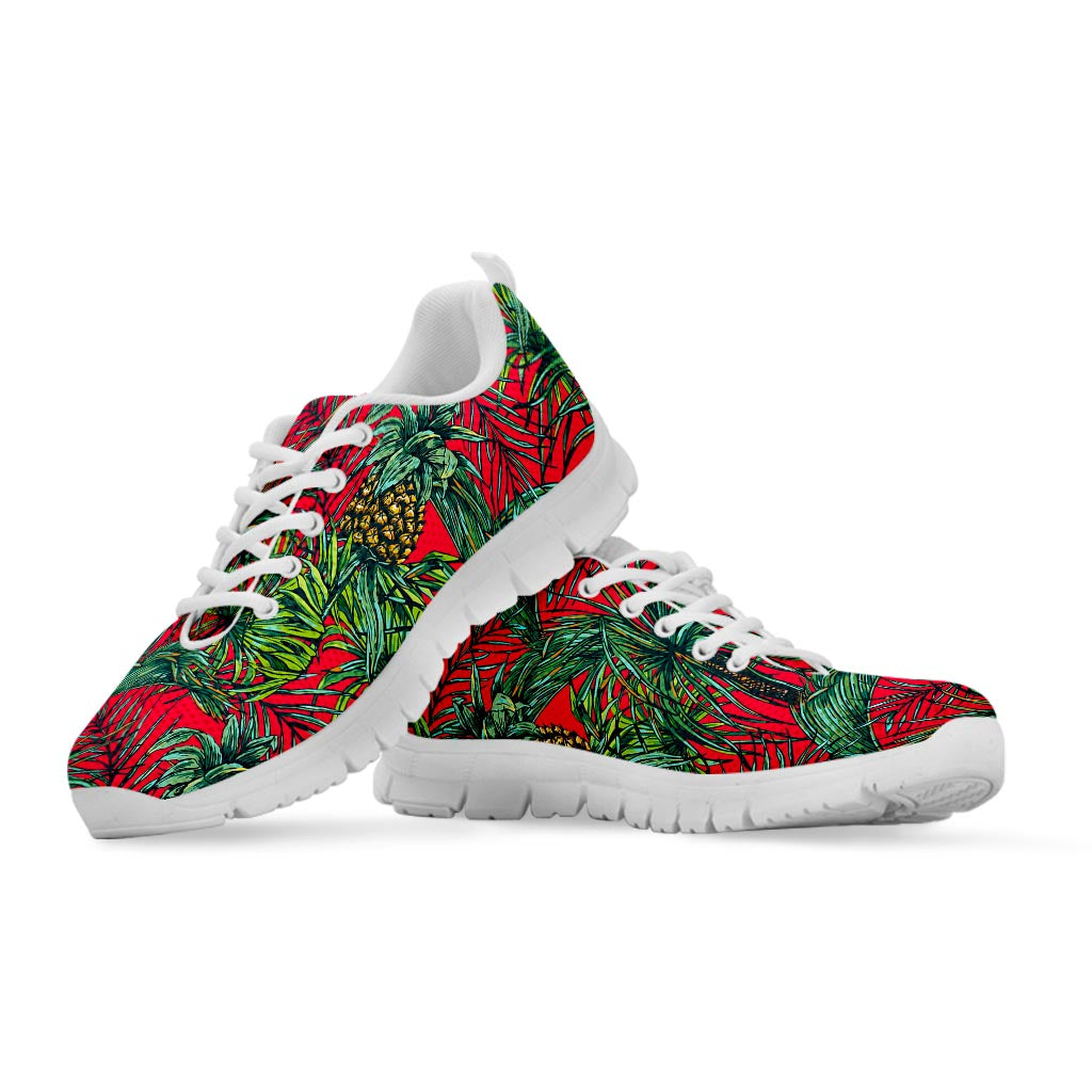 Pineapple Leaves Hawaii Pattern Print White Running Shoes