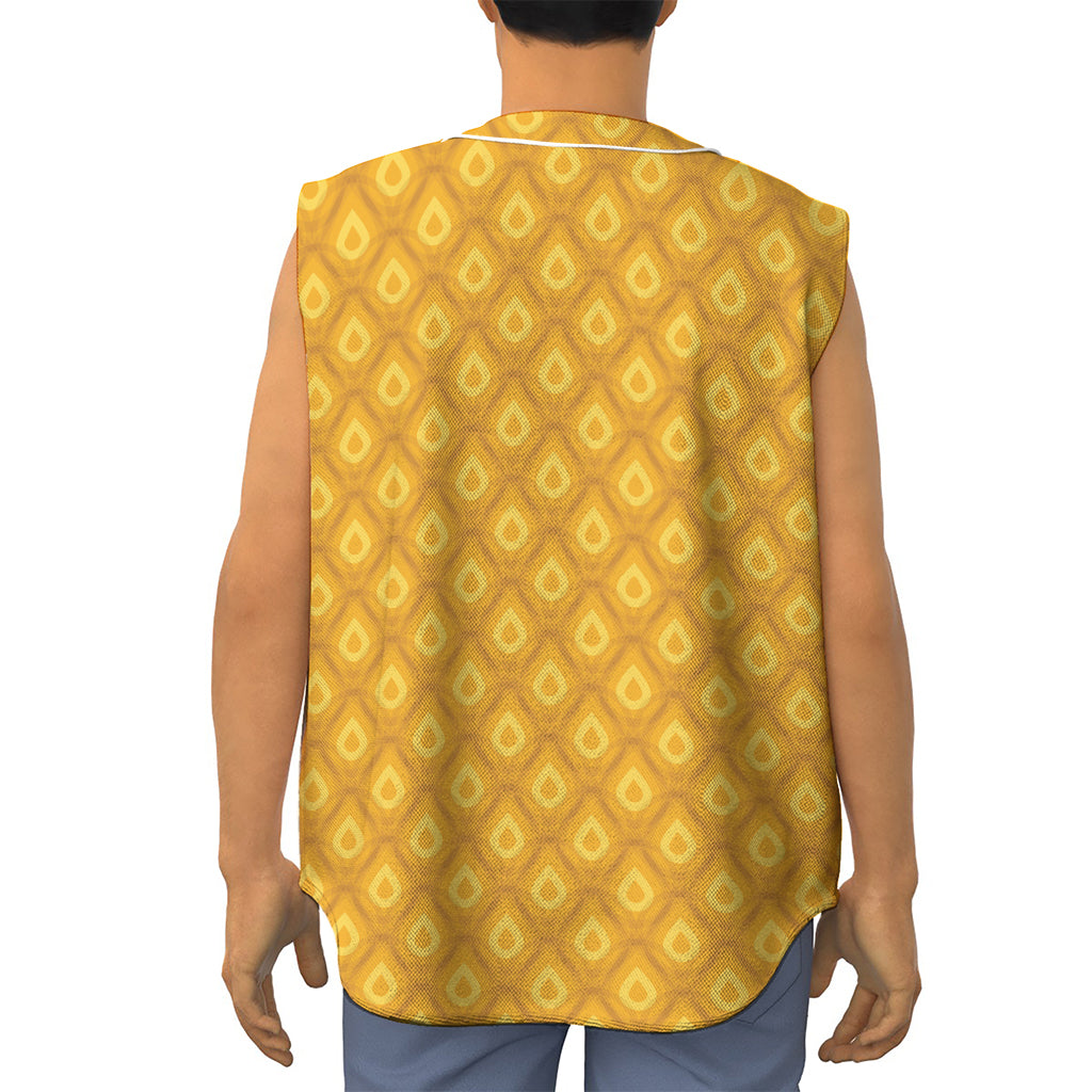 Pineapple Print Sleeveless Baseball Jersey