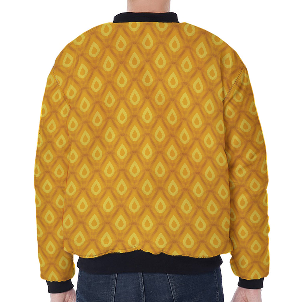 Pineapple Print Zip Sleeve Bomber Jacket