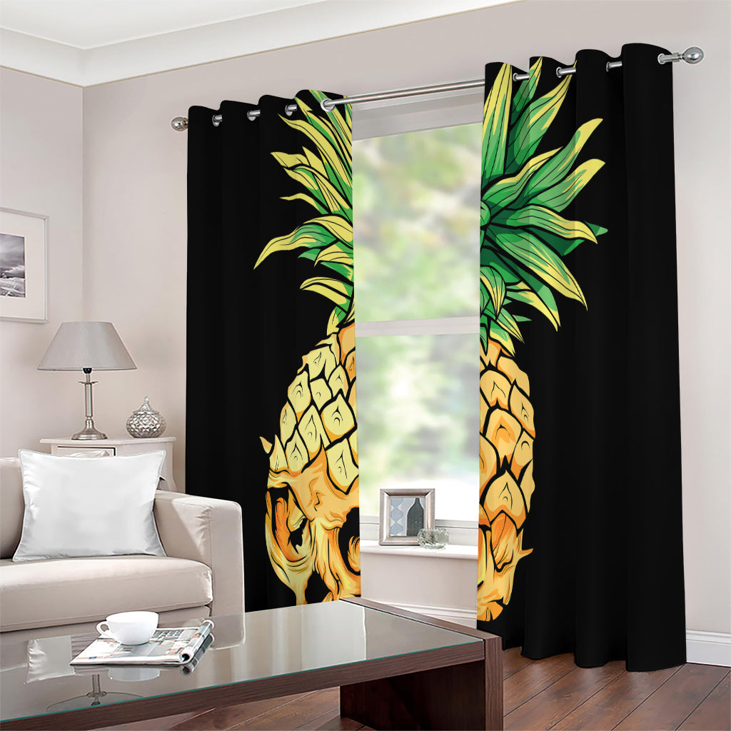 Pineapple Skull Print Extra Wide Grommet Curtains