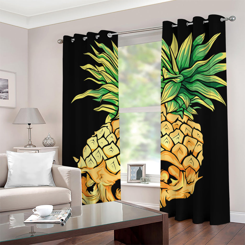Pineapple Skull Print Grommet Curtains
