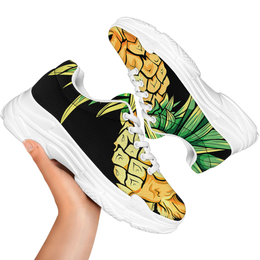 Pineapple Skull Print White Chunky Shoes