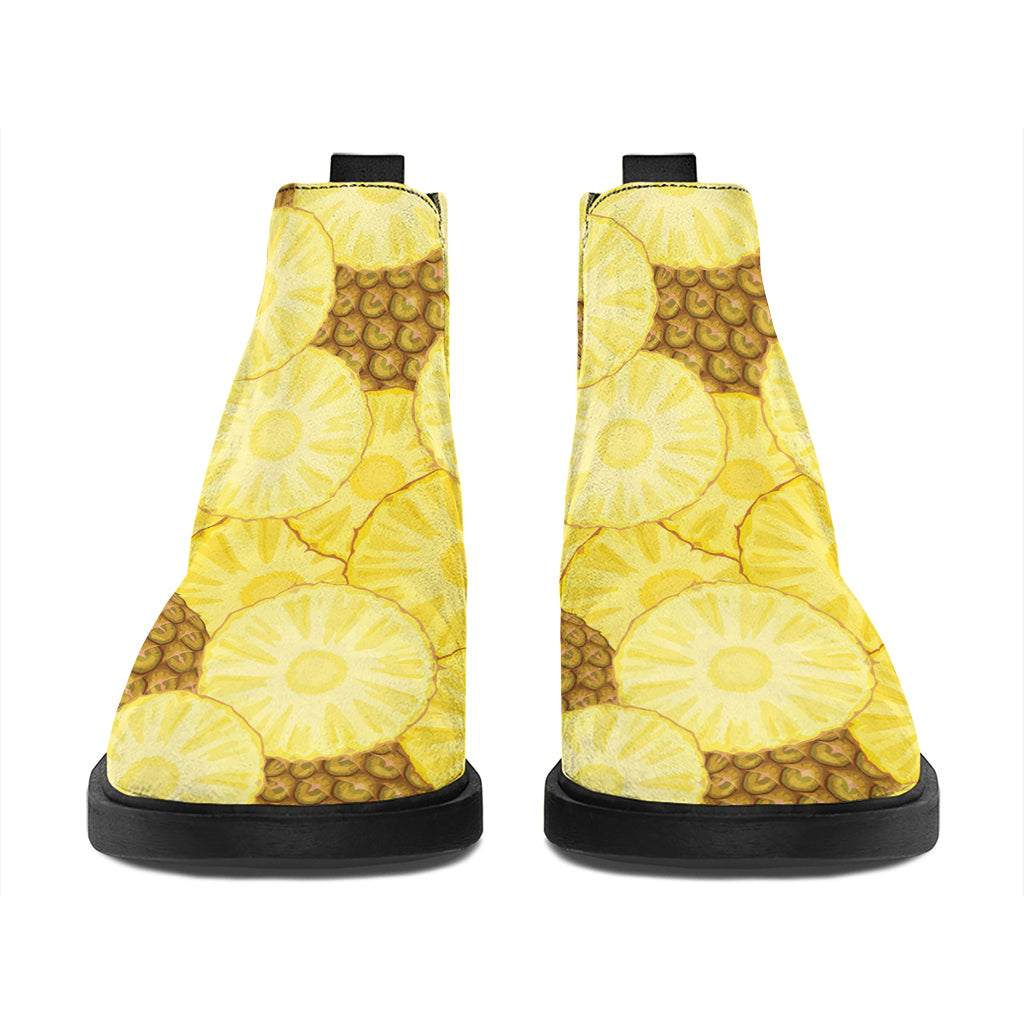 Pineapple Slices Pattern Print Flat Ankle Boots