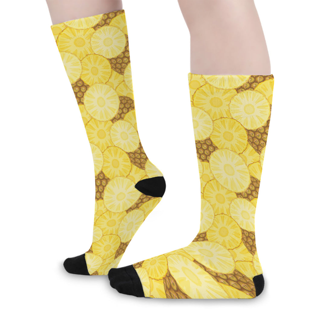 Pineapple Slices Pattern Print Long Socks
