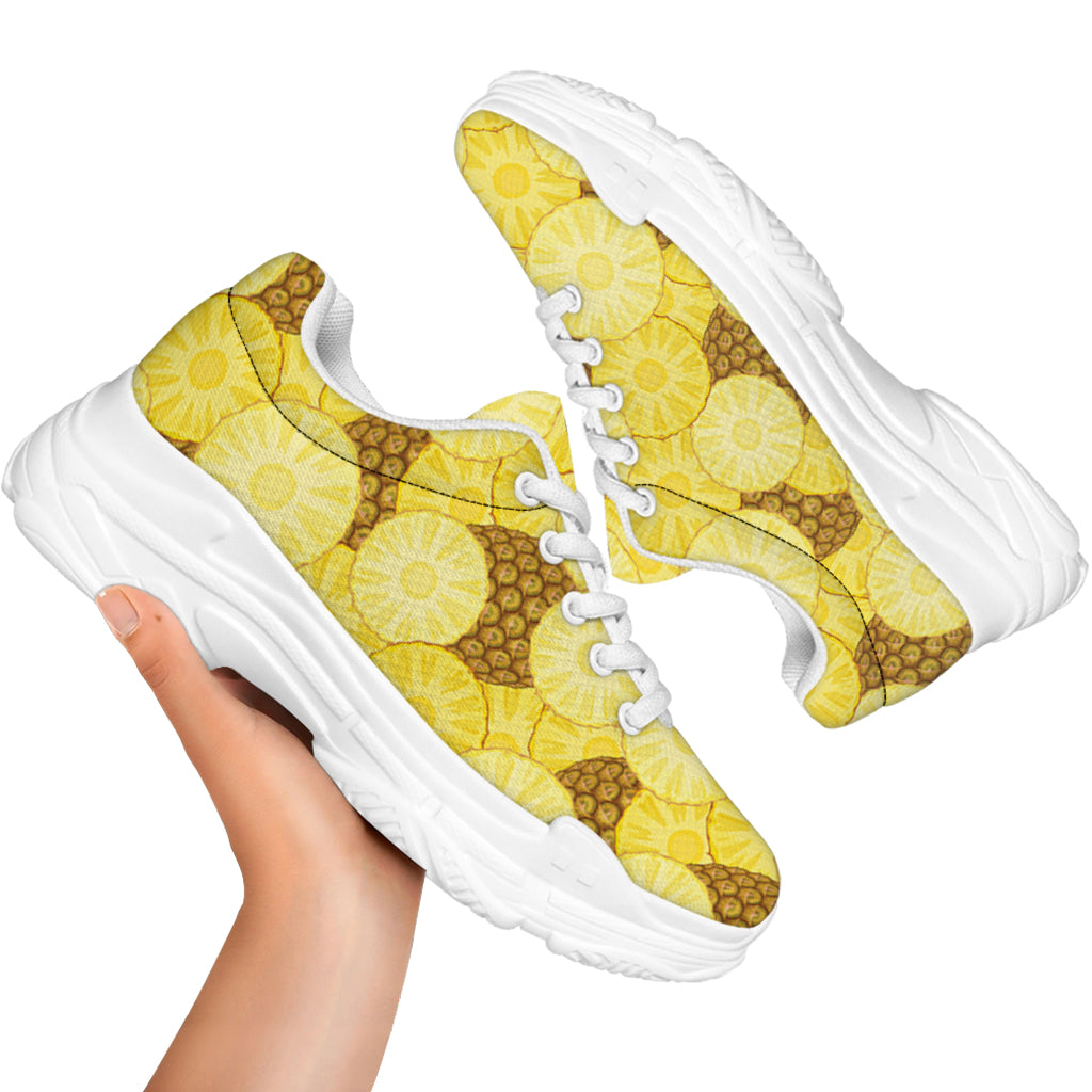 Pineapple Slices Pattern Print White Chunky Shoes