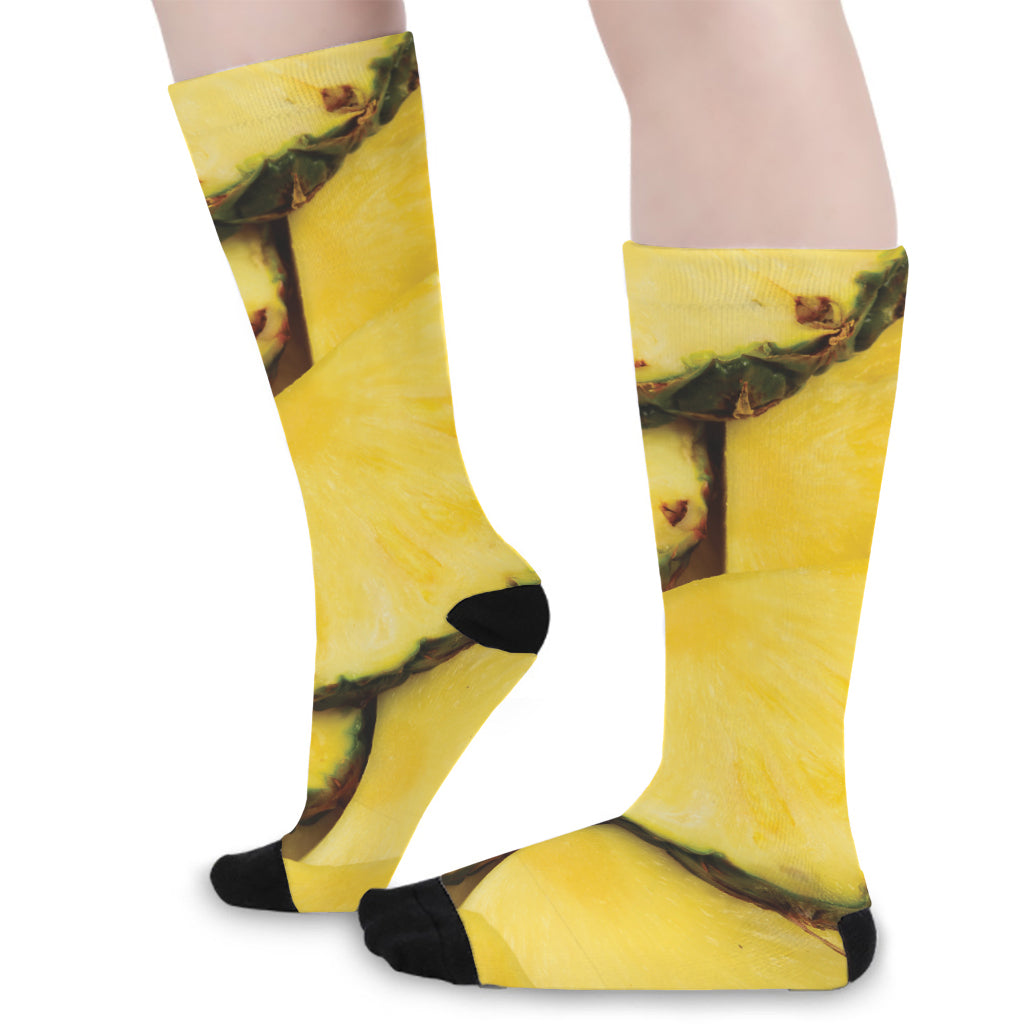 Pineapple Slices Print Long Socks