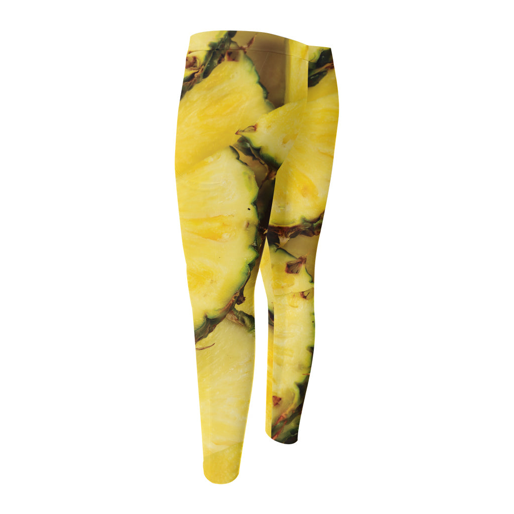 Pineapple Slices Print Men's Compression Pants
