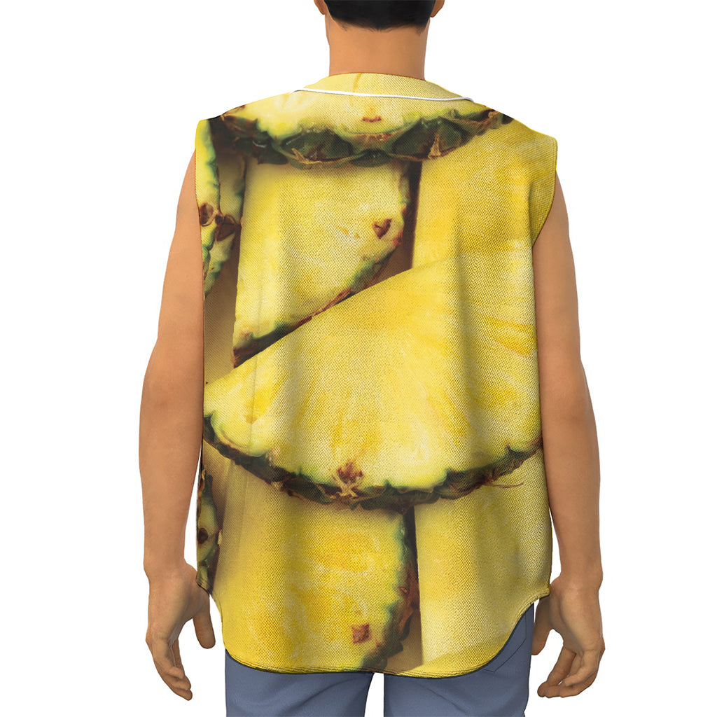 Pineapple Slices Print Sleeveless Baseball Jersey
