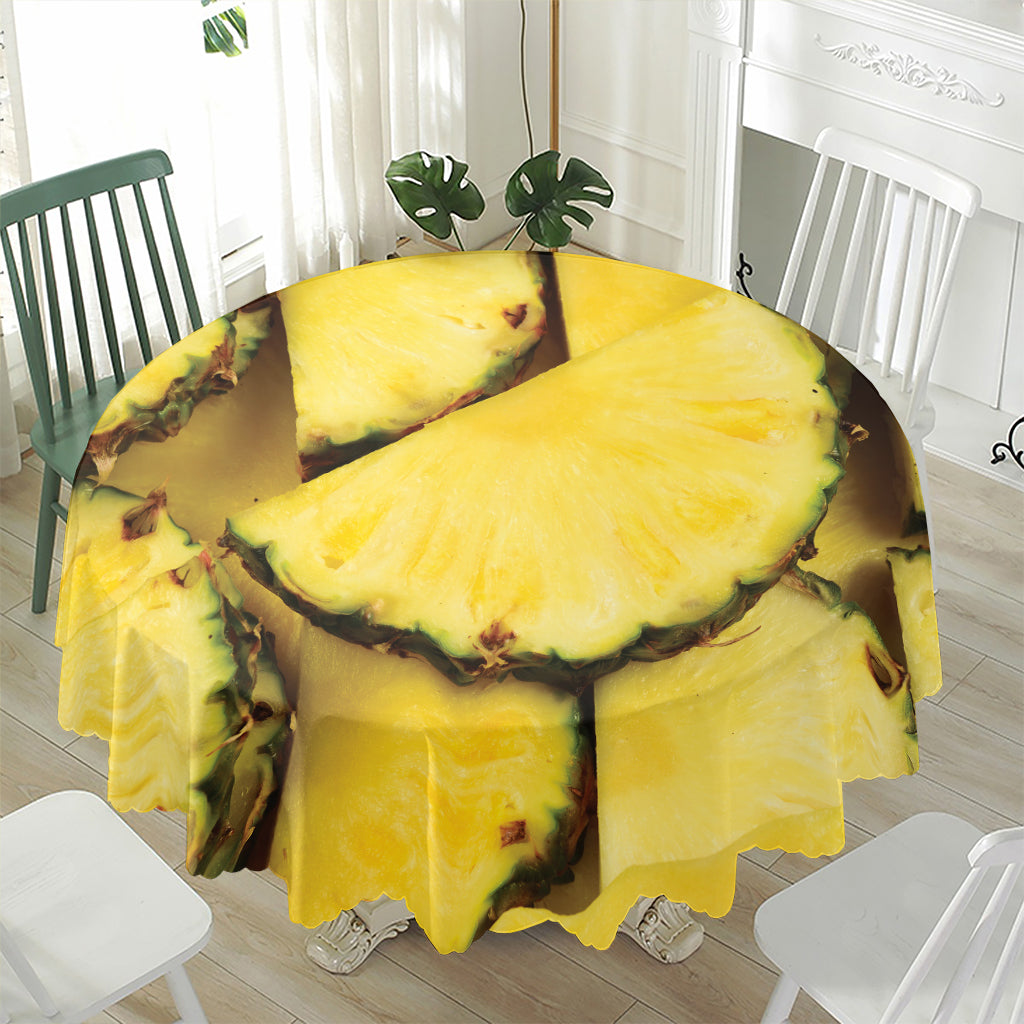 Pineapple Slices Print Waterproof Round Tablecloth