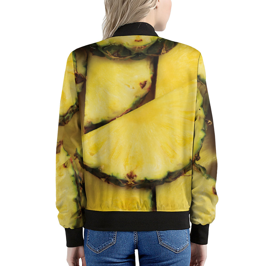Pineapple Slices Print Women's Bomber Jacket