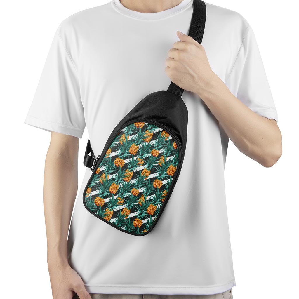 Pineapple Striped Pattern Print Chest Bag