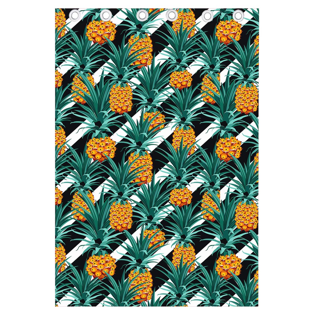Pineapple Striped Pattern Print Curtain