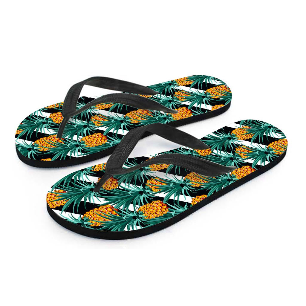 Pineapple Striped Pattern Print Flip Flops
