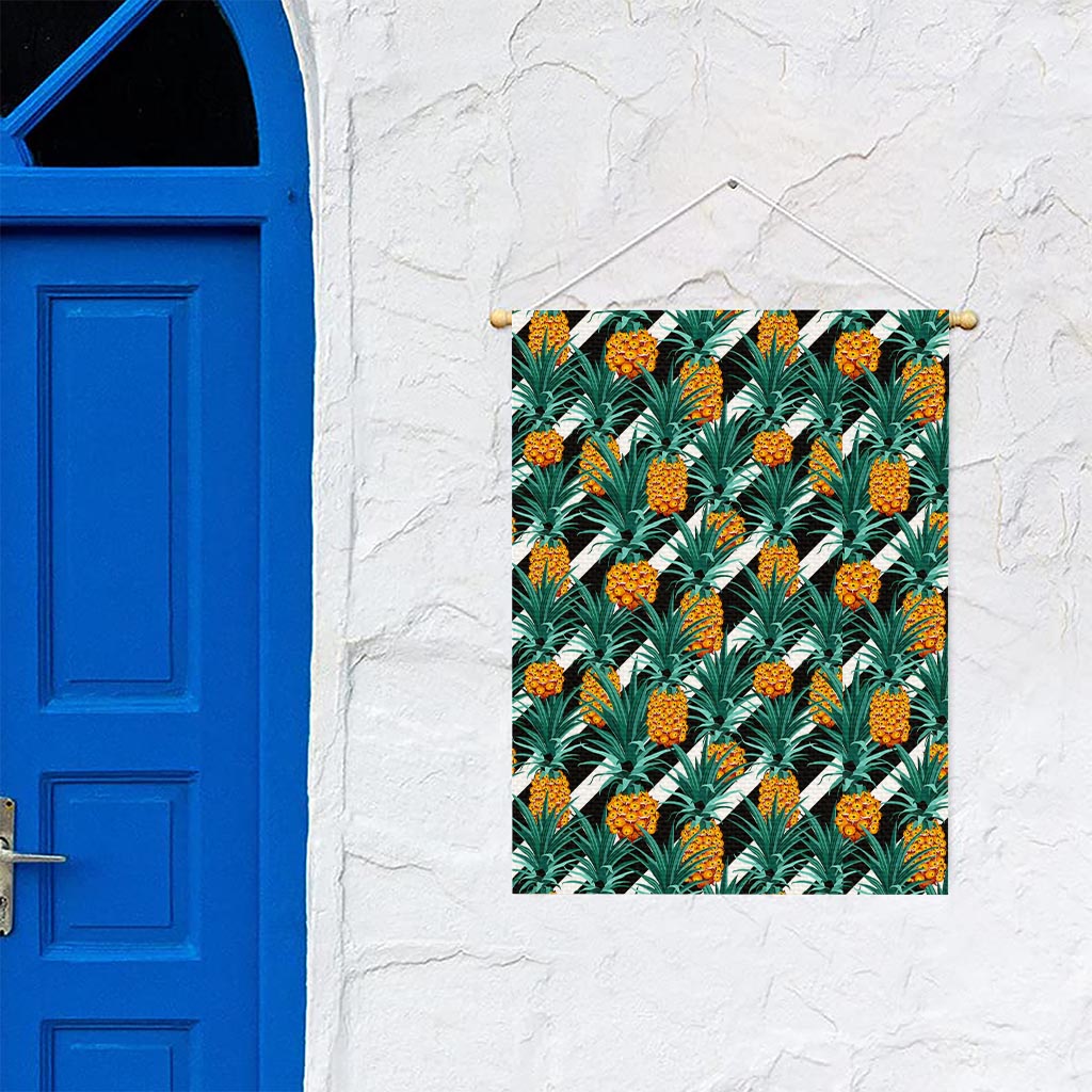 Pineapple Striped Pattern Print Garden Flag
