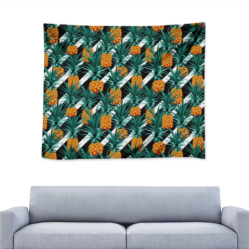 Pineapple Striped Pattern Print Tapestry