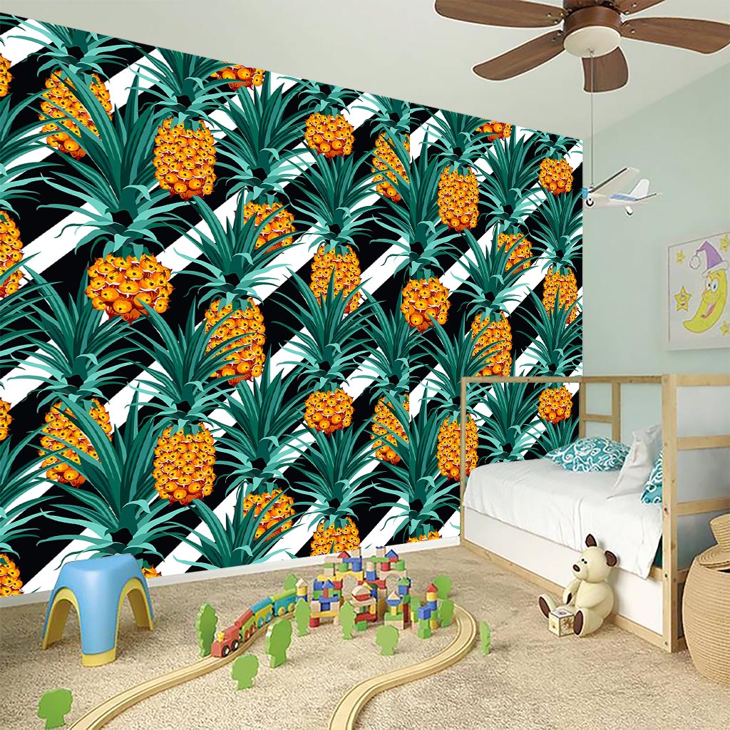 Pineapple Striped Pattern Print Wall Sticker