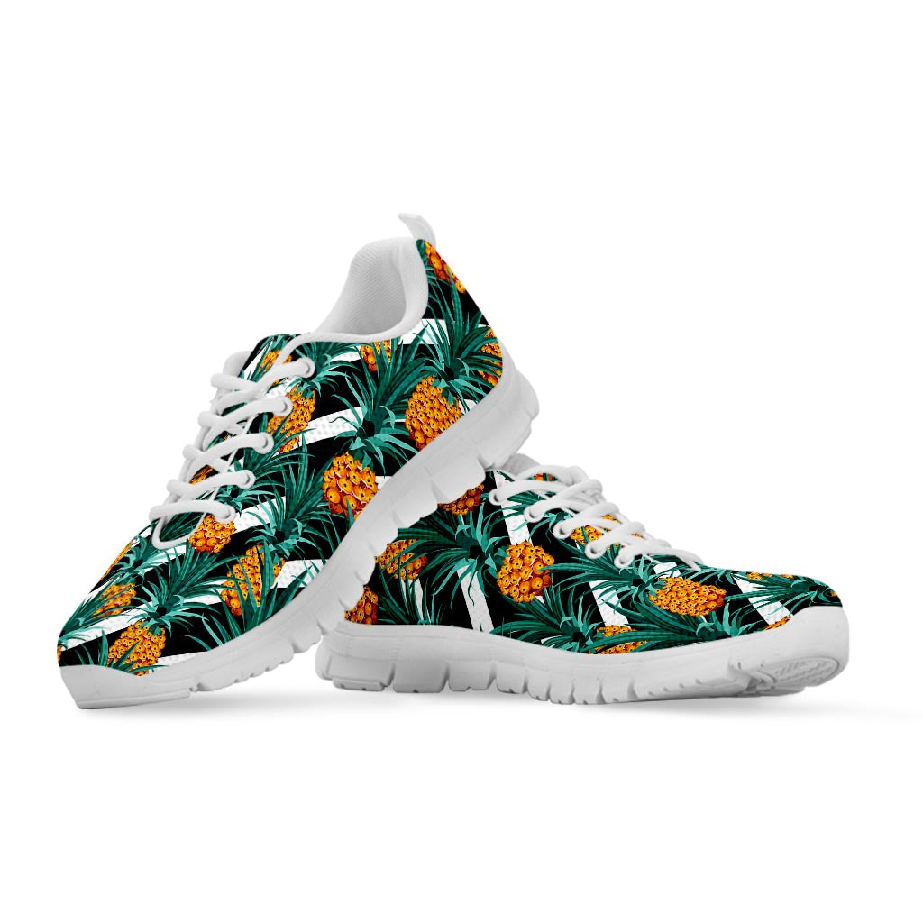 Pineapple Striped Pattern Print White Running Shoes