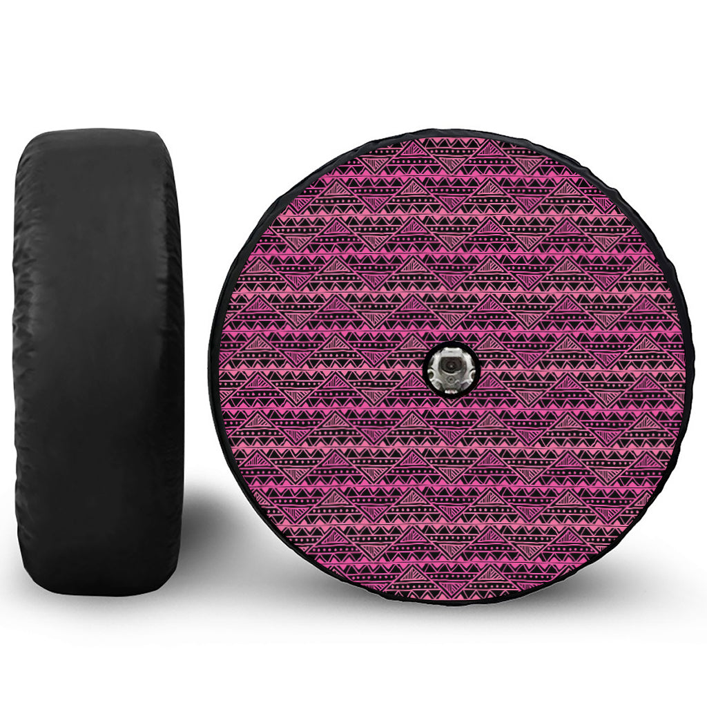 Pink African Ethnic Pattern Print Tire Cover With Camera Hole