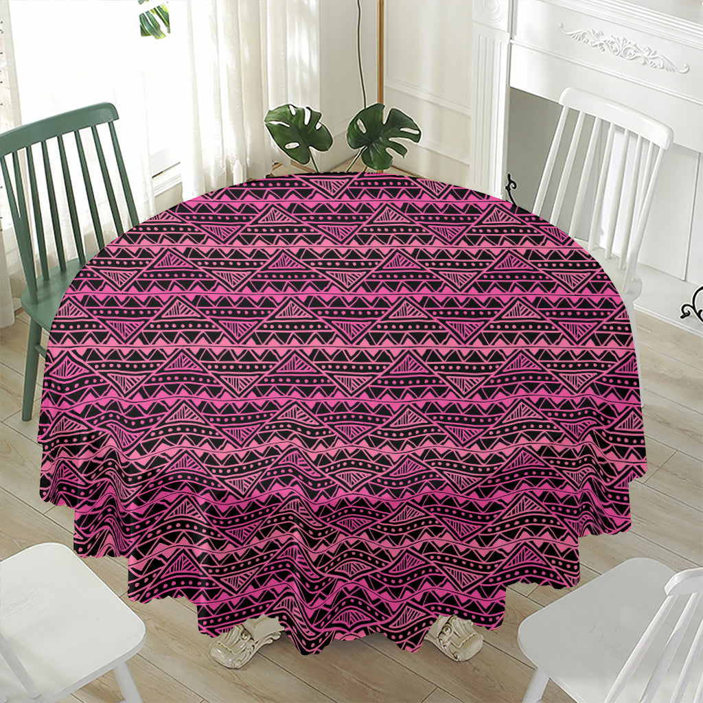 Pink African Ethnic Pattern Print Waterproof Round Tablecloth