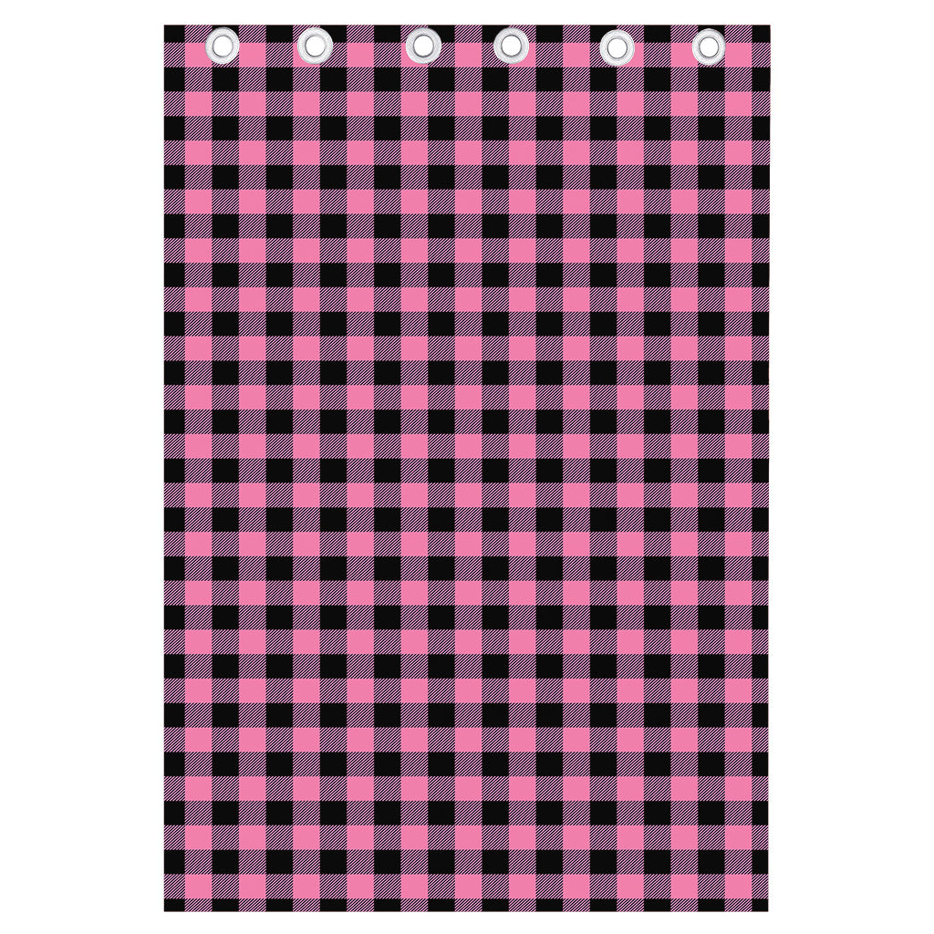 Pink And Black Buffalo Check Print Curtain