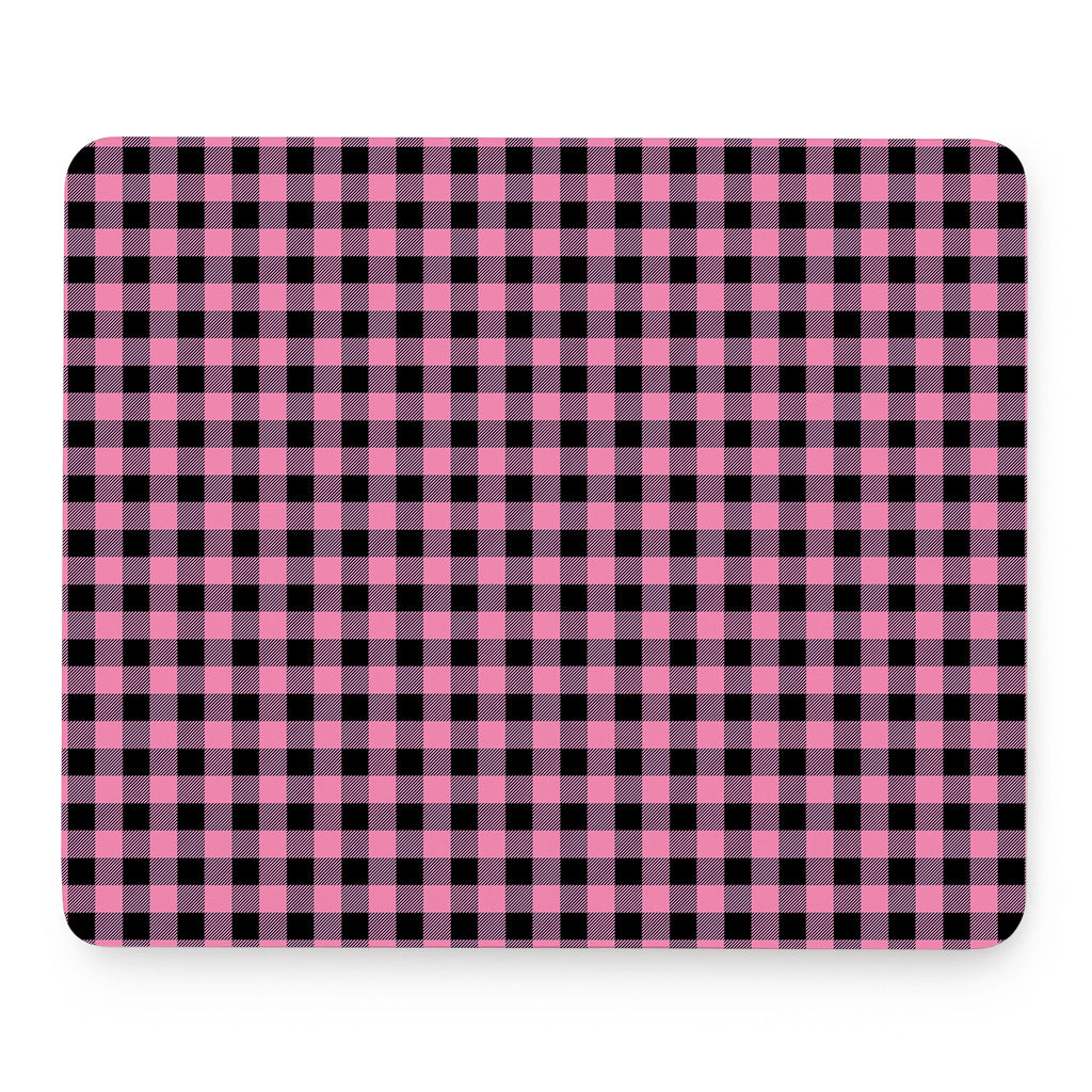 Pink And Black Buffalo Check Print Mouse Pad