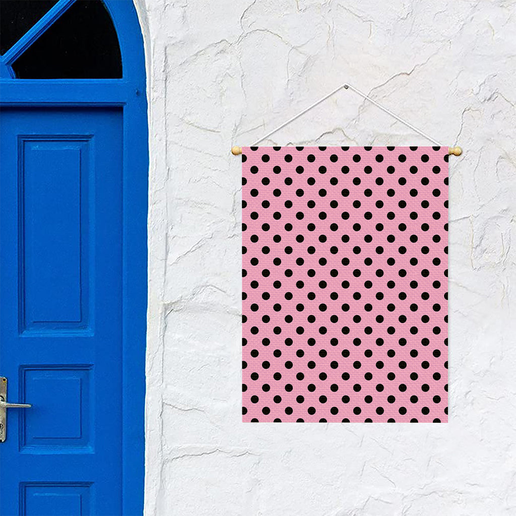 Pink And Black Polka Dot Pattern Print Garden Flag