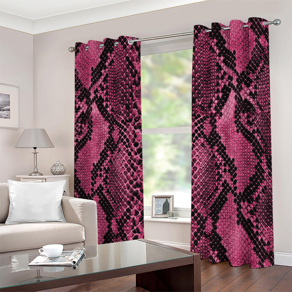 Pink And Black Snakeskin Print Extra Wide Grommet Curtains